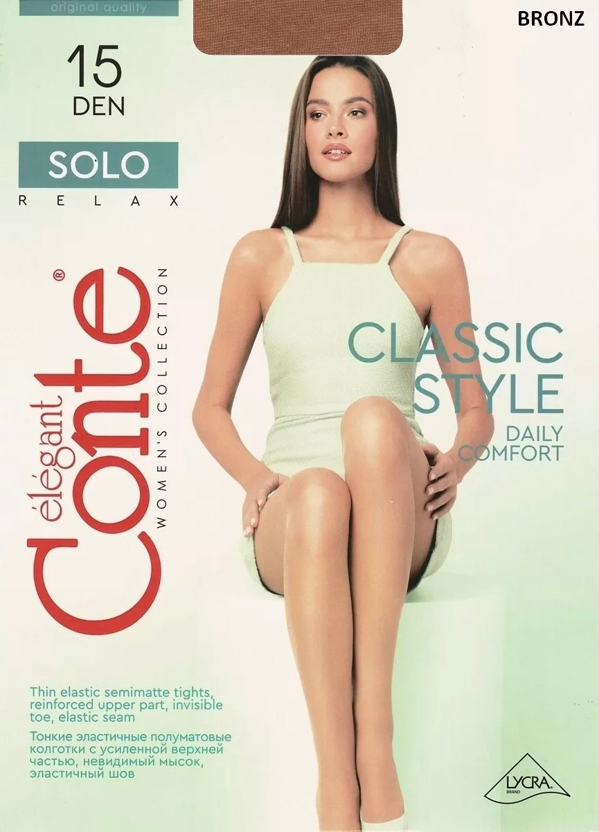 Conte Tights Classic Matte Effect Sheer Pantyhose with Control Top Solo  15 Den
